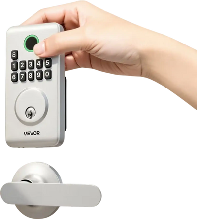 VEVOR Keyless Entry Door Lock with Handle Set, Electronic Keypad Deadbolt with Lever Handles, Pioneering Easy-Grip Design, Customizable User Codes, Keyed Entry, Auto Lock, Anti-Peeking, Silver
