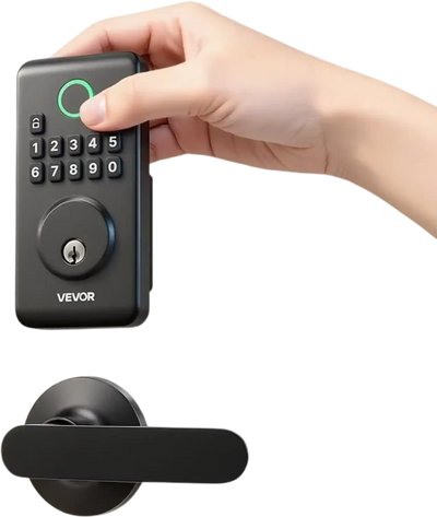 VEVOR Keyless Entry Door Lock with Handle Set, Electronic Keypad Deadbolt with Lever Handles, Pioneering Easy-Grip Design, Customizable User Codes, Keyed Entry, Auto Lock, Anti-Peeking, Matte Black