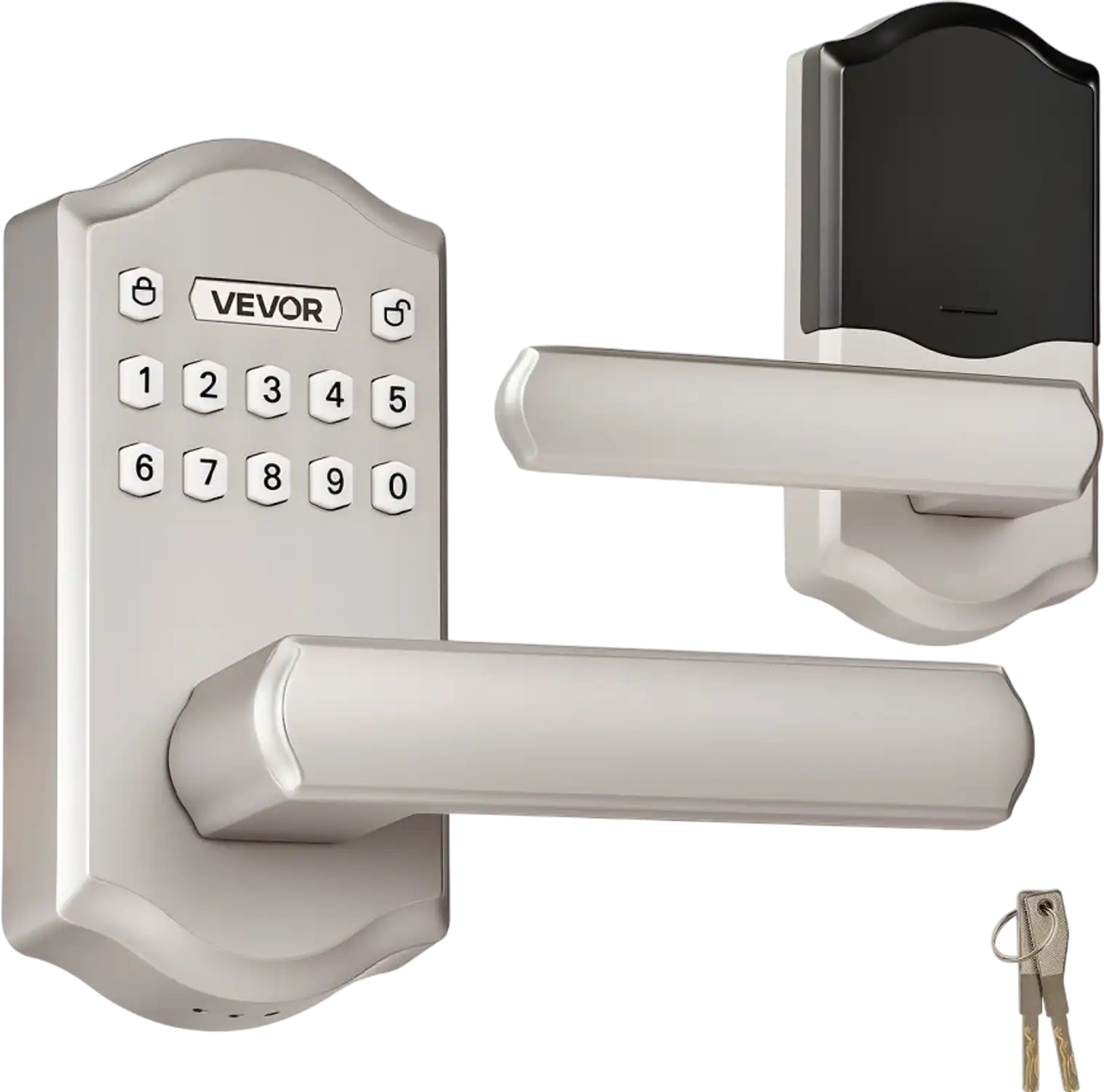 Vevor Electronic Door Lock Keyless Entry Lever Handle with Keypad Satin Nickel New