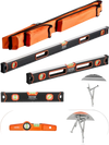 VEVOR 4-Piece Torpedo Level, 48/24/16/10 Inch Box Levels Set, Fluorescent Light Up Bubble Vials Ruler for 45/90/180 Degree, Aluminum Alloy Magnetic Leveler Tool, Shock-Proof(Only 10-inch has magnetic)