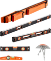 VEVOR 4-Piece Torpedo Level, 48/24/16/10 Inch All Magnetic Levels Set, Fluorescent Light Up Bubble Vials Ruler for 45/90/180 Degree, Aluminum Alloy Magnetic Box Leveler Tool, SAE and Metric Scale