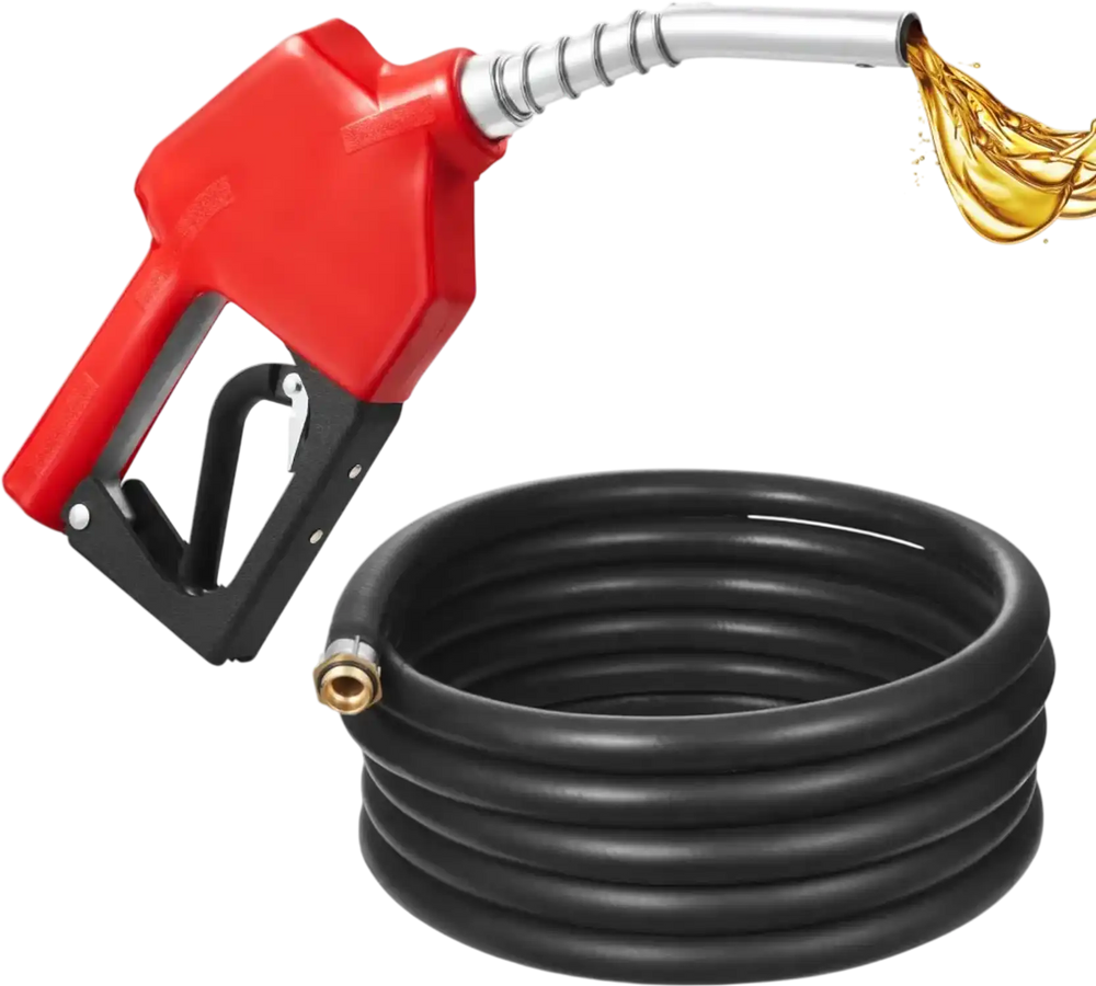 VEVOR 3/4-Inch NPT Automatic Fuel Nozzle, Max Flow Rate 11.8 GPM, Auto Shut Off Diesel Gas Pump Nozzle with 3-Speed Trigger Lock & 13/16-Inch (OD=20 mm) Spout for Gasoline, Diesel, Kerosene, Red