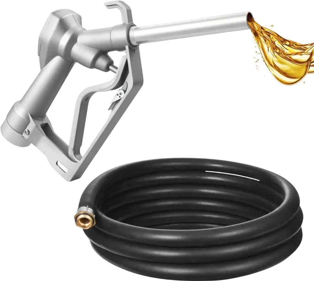 VEVOR 3/4-Inch NPT Fuel Nozzle with 10 ft Hose, Max Flow Rate 22.7 GPM, Diesel Gas Pump Nozzle with 2-Speed Trigger Lock & 0.78 in (OD=20 mm) Spout Used for Gasoline, Diesel, Kerosene, Silver
