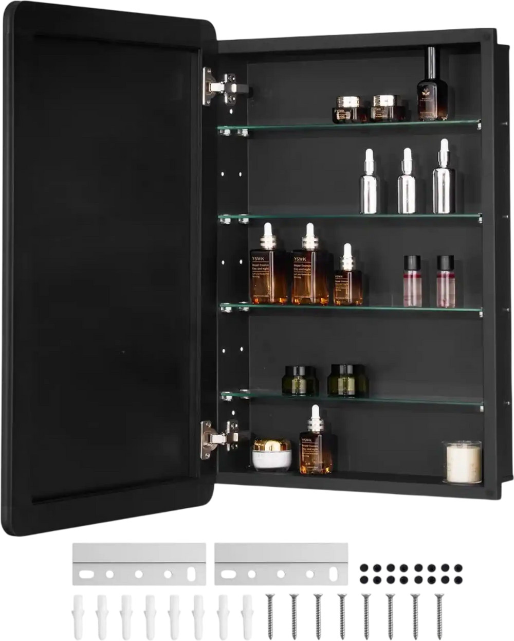 VEVOR Medicine Cabinet, 20 x 30 inch, Medicine Cabinet for Bathroom with Mirror,  Aluminum Frame Bathroom Wall Cabinet, 4-layer Adjustable Shelves, Recessed & Wall-mounted Installation