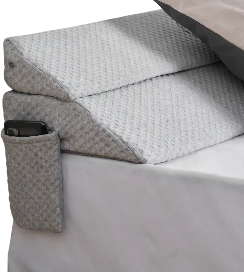 VEVOR Bed Wedge Pillow for Headboard, King Size, 76"x10"x6" Bed Gap Filler, Fill 0-7" Gap Between Headboard and Mattress, 25D Foam Mattress Wedge Headboard Pillow with Side Pocket, for Backrest, Gray