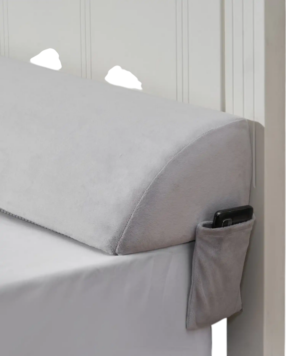 VEVOR Bed Wedge Pillow for Headboard, King Size, 76"x10"x6" Bed Gap Filler, Fill 0-7" Gap Between Headboard and Mattress, Soft Plush Mattress Wedge Headboard Pillow with Side Pocket, for Backrest Gray