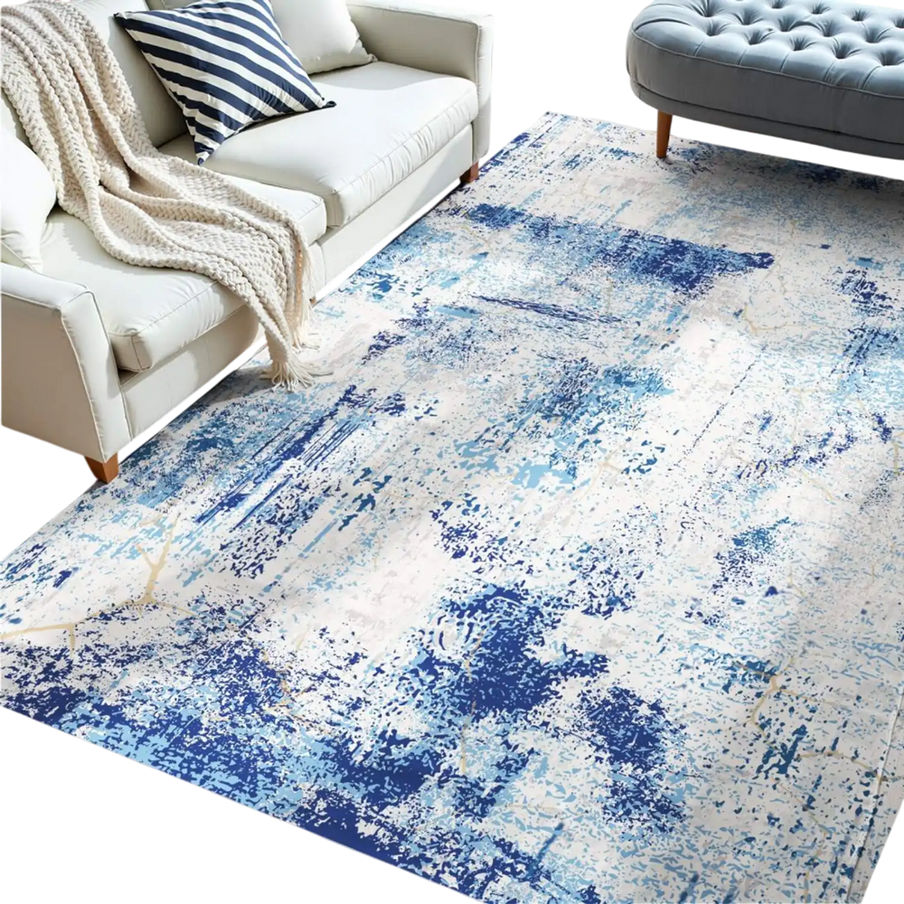 VEVOR Area Rug, 5 x 7 ft Large Washable Rug, Non-Slip and Tear-Resistant Soft Carpet, Pet & Child Friendly Modern Area Rugs, Indoor Mat for Bedroom, Office, Living Room, Kids Room, Entryway, Blue
