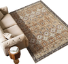 VEVOR Area Rug, 6 x 9 ft Large Washable Rug, Non-Slip and Tear-Resistant Soft Carpet, Pet & Child Friendly Vintage Area Rugs, Indoor Mat for Bedroom, Living Room, Kids Room, Entryway, Brown Green