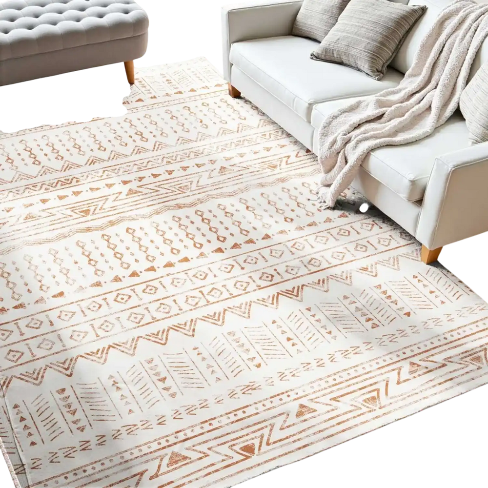 VEVOR Area Rug, 6 x 9 ft Large Washable Rug, Non-Slip and Tear-Resistant Soft Carpet, Pet & Child Friendly Modern Area Rugs, Indoor Mat for Bedroom, Office, Living Room, Kids Room, Entryway, Beige
