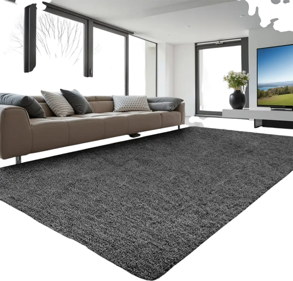 VEVOR Indoor Plush Area Rugs, 5 x 8 ft Soft Plush Carpet, Furry Shag Area Rugs for Living Room, Bedroom, Sunroom, Modern Home Decor Aesthetic, Non-Shedding, Non-Woven, Slip-Resistant, Dark Gray