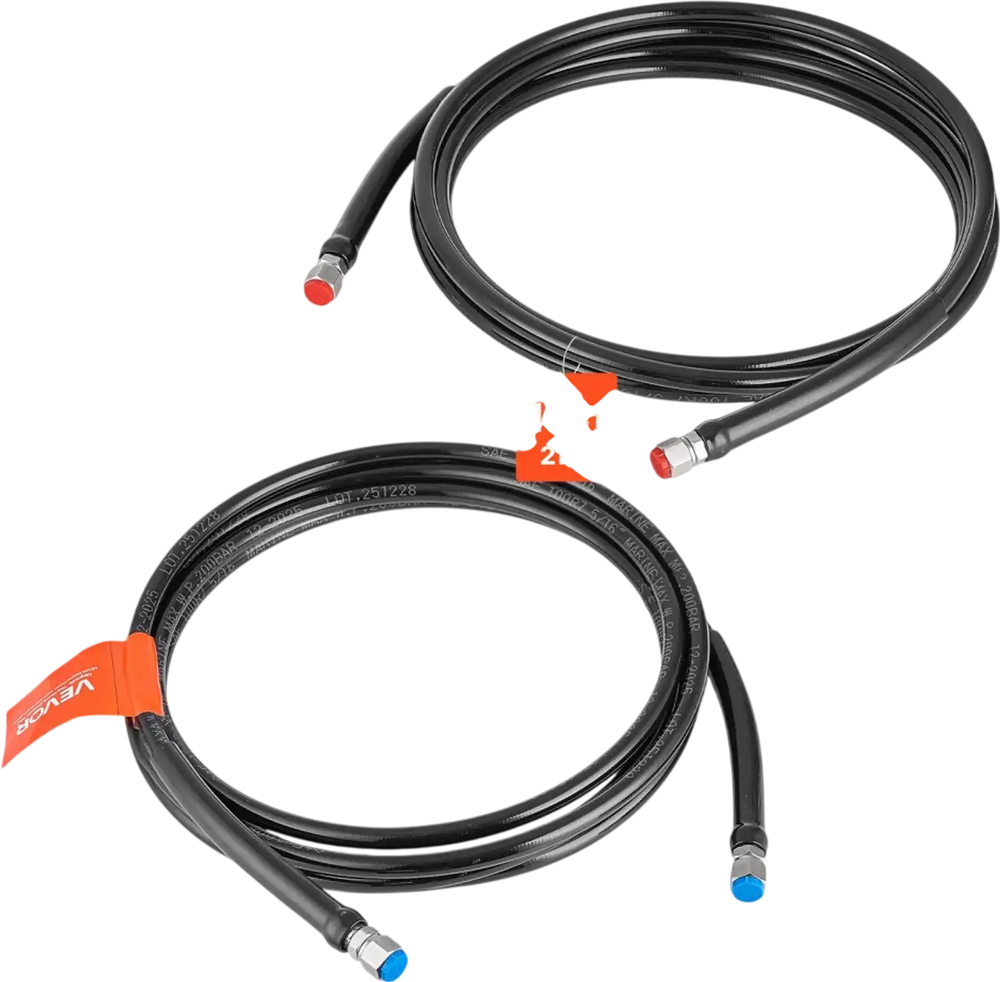 VEVOR Hydraulic Hose Kit, 16 ft 2-Piece Leak-Proof TPEE Outboard Steering Hose Kit with 304 Stainless Steel Connector, Compatible with Marine Outboard Steering Systems, 20 MPa Max Working Pressure