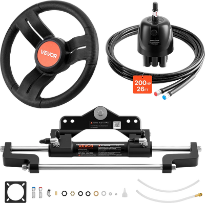 Vevor Outboard Hydraulic Steering Kit 200 HP with 2-Way Lock Helm Pump 13.5 in. Wheel New