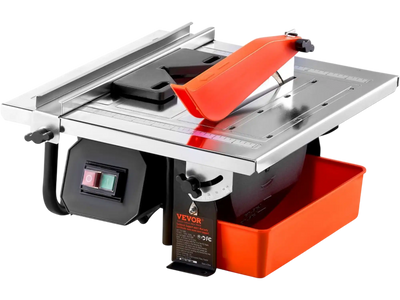 VEVOR Wet Tile Saw, 7-inch 65Mn Steel Blade, 3500 RPM Induction Motor, Tile Cutter Wet Saw with Water Reservoir, 0-45 Degrees Miter Angle for Cutting Tiles and Stones, for DIY Enthusiasts