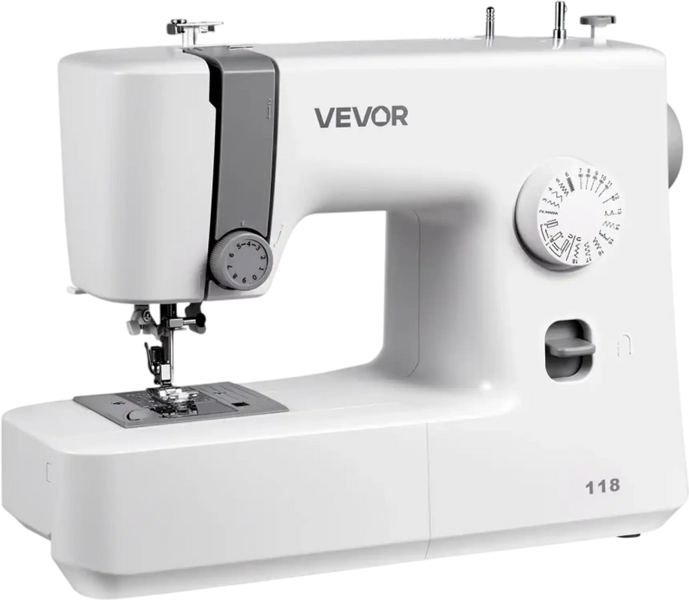 VEVOR Sewing Machine, 18 Stitch Applications, with LED Light and Foot Pedal, Simple Dial Control, Interior Metal Frame, Lightweight and Portable Beginner Sewing Machine for Adults Crafts and Mending