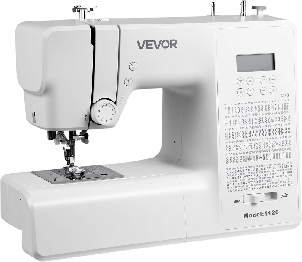 VEVOR Computerized Sewing Machine, 200 Stitch Applications, with LCD Screen, Foot Pedal and LED Light, Heavy-Duty Metal Frame, Digital Sewing Machine with Powerful Motor for Crafts and Mending