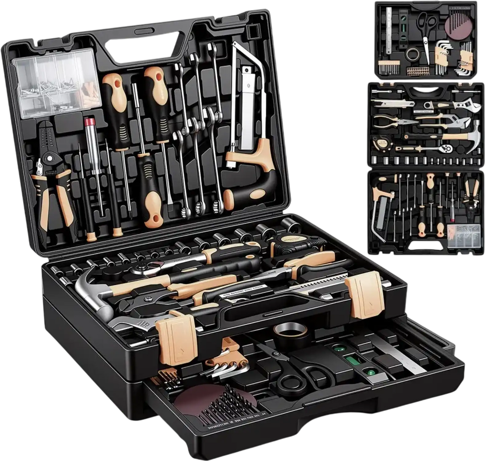 VEVOR Tool Kit 394-Piece General Household Tool Kit for Home Maintenance, For Everyday House Repairs and DIY Projects, with Portable Storage Case, High-Quality Steel, with Hammer, Wrench, Pliers