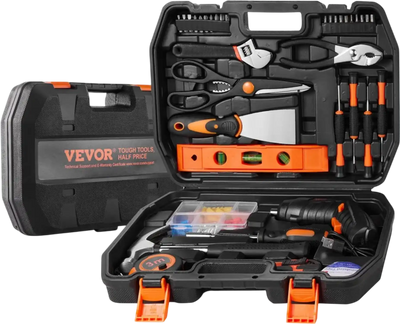 VEVOR Tool Kit, 96 Piece General Household Hand Tool Set, with Cordless Screwdriver and Portable Tool Storage Case, High-Quality Steel, for Home Maintenance, DIY Projects, and Automotive Repair