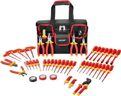 VEVOR Insulated Screwdriver Set, 50-Piece Professional Electrical Screwdriver Set, 1000V Insulated Electrician Tool, with Magnetic Tips, T-Handle Hex Wrench, Screwdriver, Single-Pole Voltage Tester
