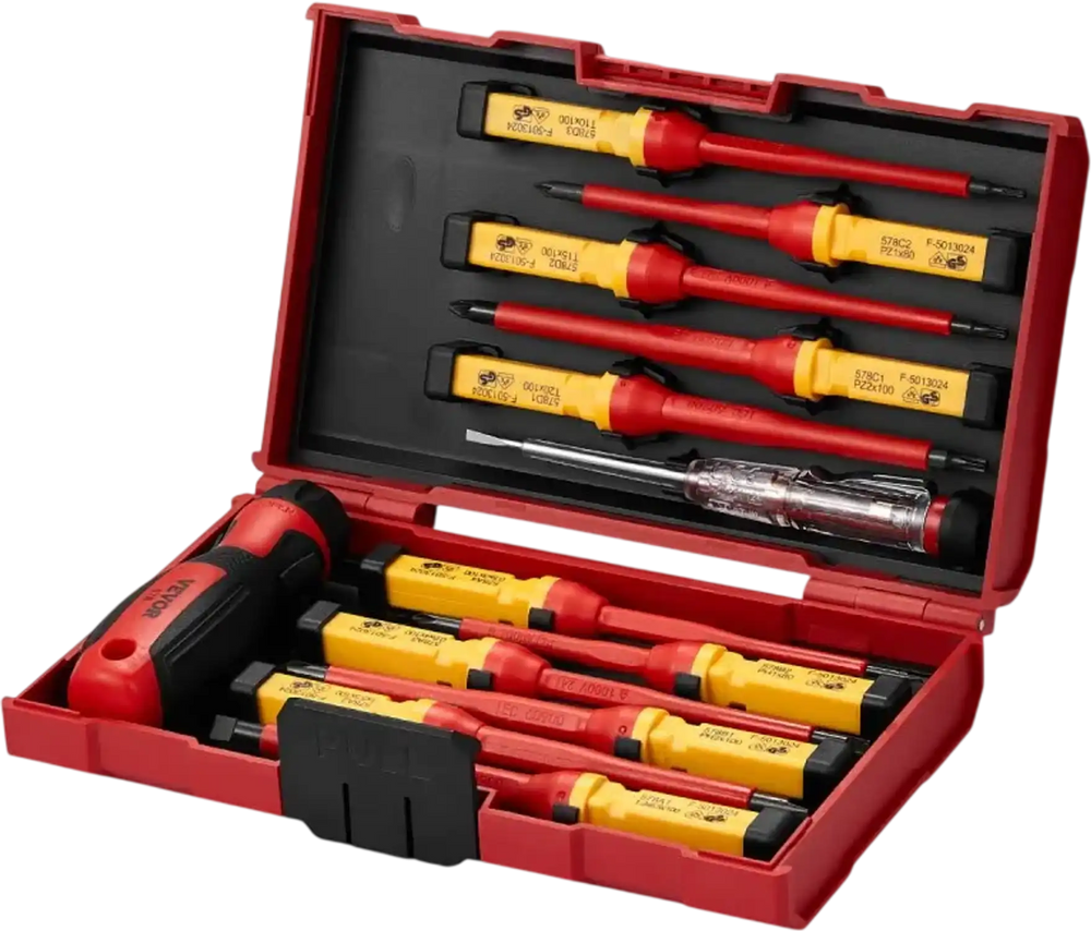 VEVOR Insulated Screwdriver Set, 13-Piece Professional Electrical Screwdriver Set, 1000V Insulated Electrician Tool Set, with Magnetic Phillips Slotted Pozi Torx Tips, Screwdrivers, for Electricians