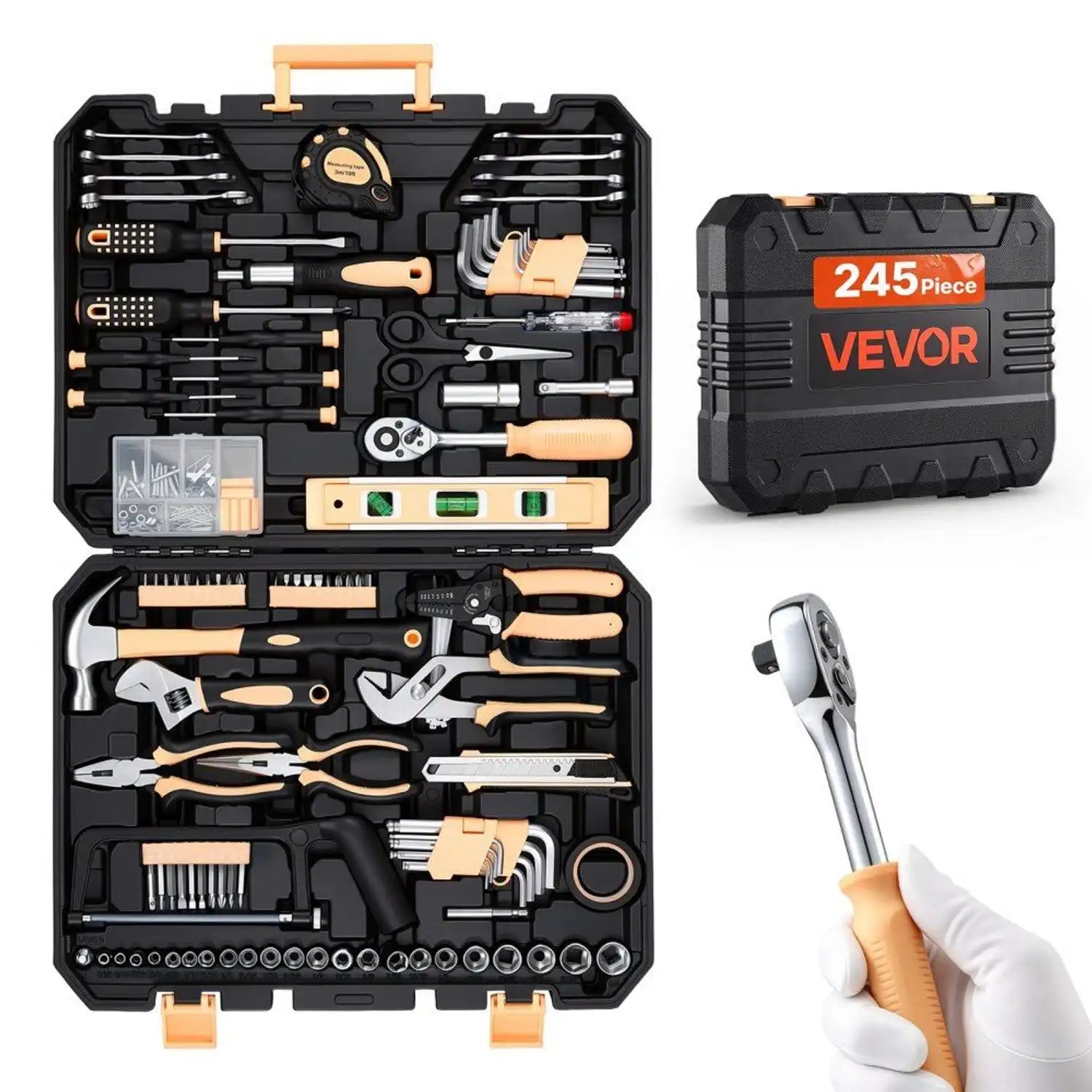 Vevor Tool Kit 245-Piece General Household Set with Portable Storage Case New