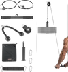 VEVOR Pulley System, 1 PC LAT and Lift Pulley System, Gym Rack Pulleys Attachment with two Steel Cables, Short Bar, Dual Grip Handles, Cable Machine for Bicep, Shoulder, Back, Up to 280 lbs Capacity