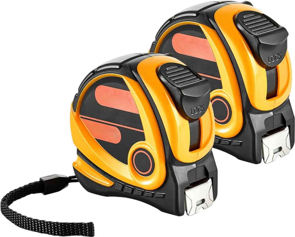 VEVOR 2 Packs Tape Measure 25 ft Length, Measuring Tape with Retractable, Imperial and Metric ft/m Dual-Scale & ABS Case & Easy Read Steel Measurement Tool,for Outdoor,Decoration