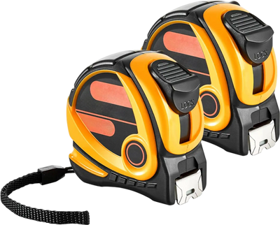 VEVOR 2 Packs Tape Measure 25 ft Length, Measuring Tape with Retractable, Imperial and Metric ft/m Dual-Scale & ABS Case & Easy Read Steel Measurement Tool,for Outdoor,Decoration