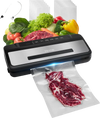 VEVOR Vacuum Sealer Machine, 80Kpa 120W Powerful Compact Food Sealer, 7-in-1 Multi-Functional Food Vacuum Sealer, Automatic Air Sealing System with Built-in Cutter with 10 Vacuum Bags & 1 Bag Roll
