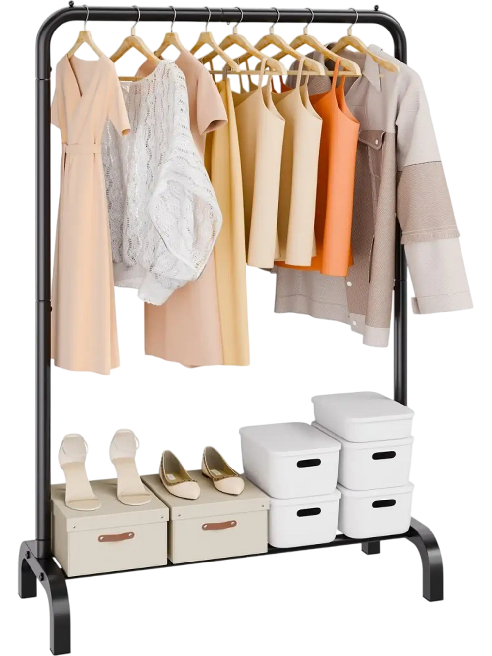 VEVOR Clothes Rack, Heavy Duty Clothing Garment Rack with Hanging Rod and Bottom Storage Area, Clothing Rack for Bedroom Guest Room