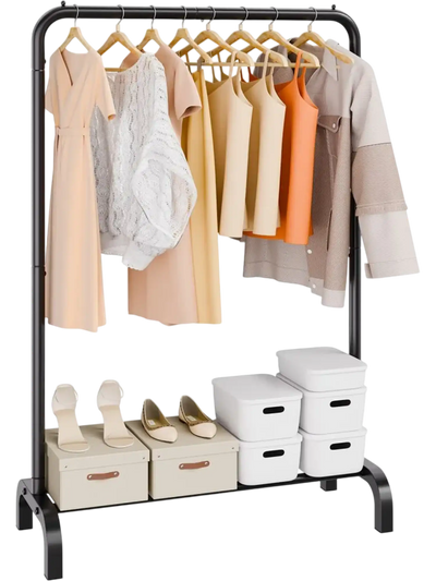 VEVOR Clothes Rack, Heavy Duty Clothing Garment Rack with Hanging Rod and Bottom Storage Area, Clothing Rack for Bedroom Guest Room