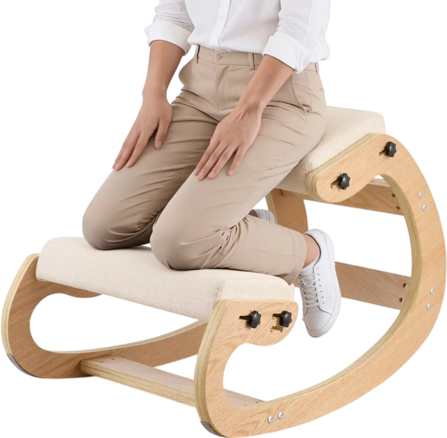Vevor Kneeling Chair Ergonomic Wooden Posture Chair Beige New