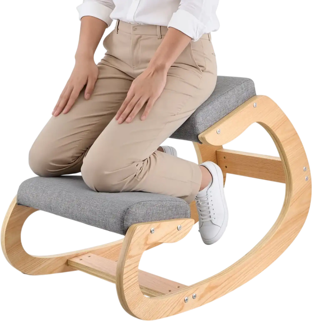 VEVOR Ergonomic Kneeling Chair, Wooden Posture Knee Chair with Thick Foam Cushions and Solid Wood Frame, Adjustable Height, Natural Relief for Neck or Back Pain for Home, Office or Meditation, Gray