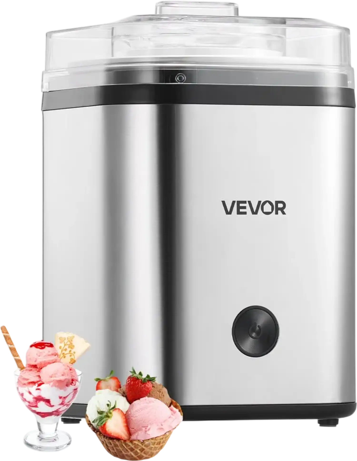 Vevor Ice Cream Maker Automatic 2.11 Qt Stainless Steel Silver New