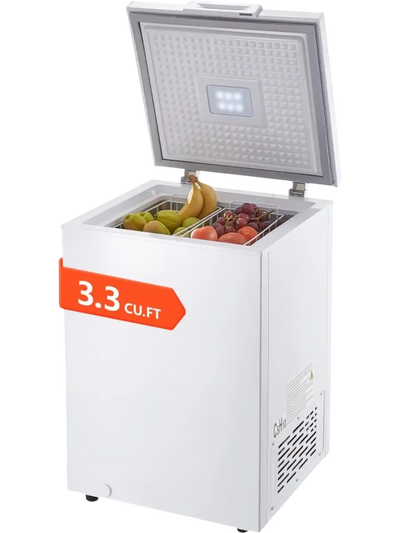 Vevor Chest Freezer 3.3 Cu. Ft. Compact Deep Freezer with 2 Removable Baskets White New