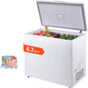 VEVOR Chest Freezer, 6.7 Cu.ft Compact Deep Freezer, Free Standing Top Open Door Chest Freezers with 2 Removable Baskets & Adjustable Thermostat - Energy Saving, Low Noise & Garage Ready, White