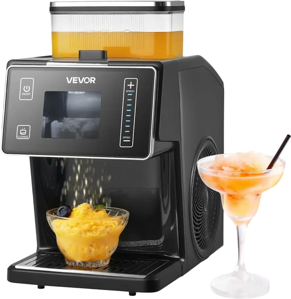 VEVOR Snowflake Ice Machine, 44LBS/24H Snowflake Ice Maker, Ice-Shaver Machine with Stainless Steel Blade, Electric Snow Cone Maker with 0.2 Gal Tank, 60S Fast Pre-Cooling, for Home & Small Gatherings