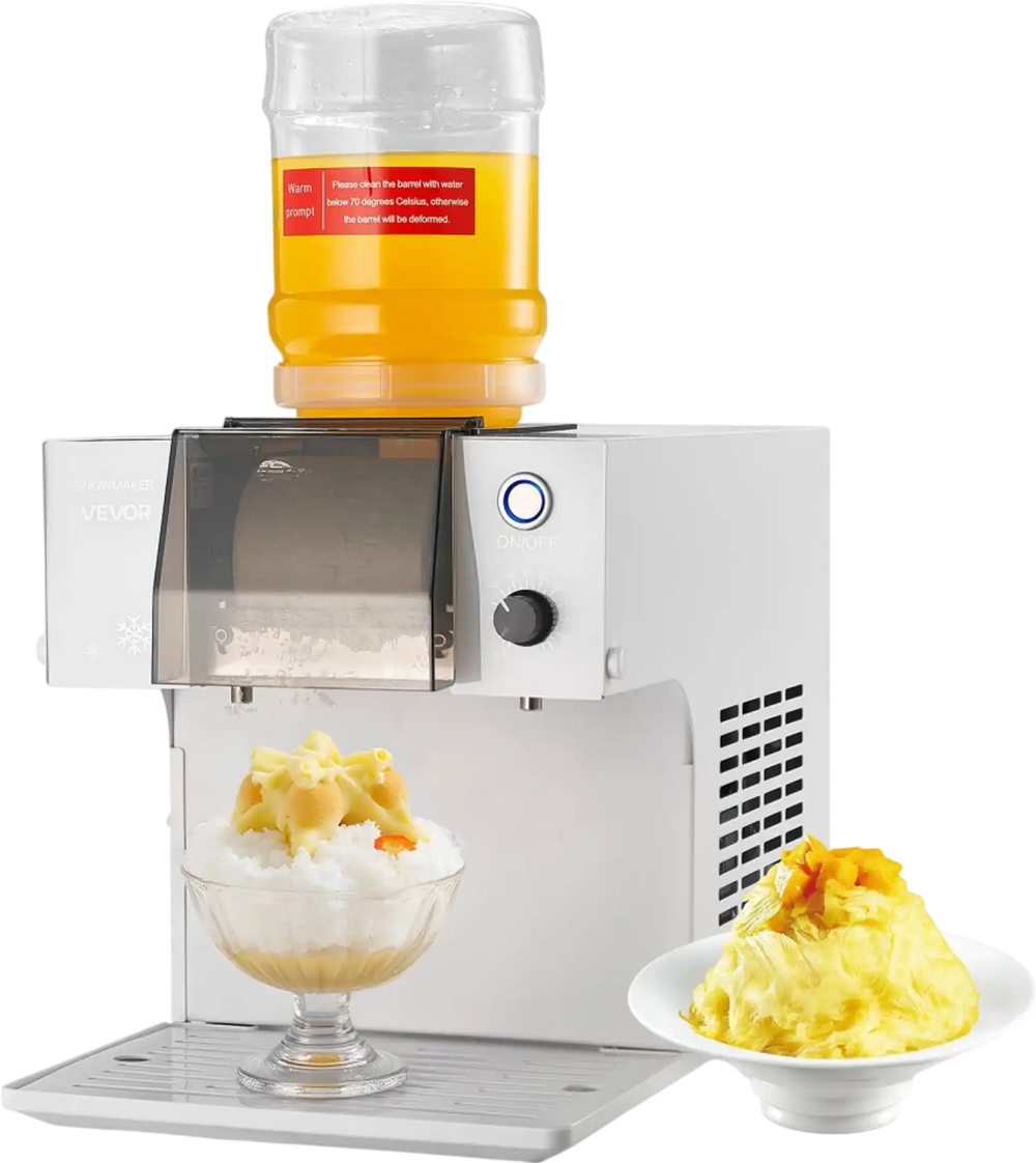 VEVOR Snowflake Ice Machine, 176LBS/24H Snowflake Ice Maker, Ice-Shaver Machine with Stainless Steel Blade, Electric Snow Cone Maker with 0.48Gal Tank, 90S Fast Pre-Cooling, for Home & Small Gathering