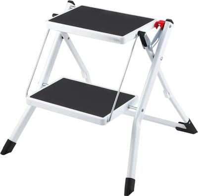 VEVOR Step Ladder 2-Step 330lbs Capacity, Ergonomic Folding Steel Step Stool with Wide Anti-Slip Pedal, Sturdy Step Stool for Adults Toddlers, Multi-Use for Household, Kitchen, Office, RVs
