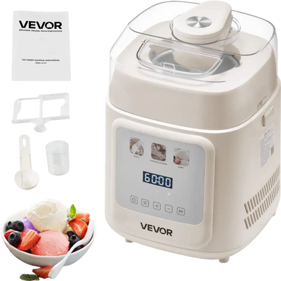 Vevor Ice Cream Maker Automatic 1 Qt Built-in Compressor New