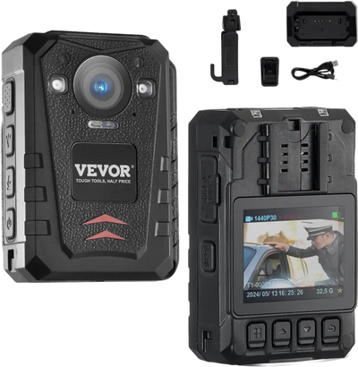 Vevor Police Body Camera 1440P HD 64GB GPS Night Vision Waterproof New