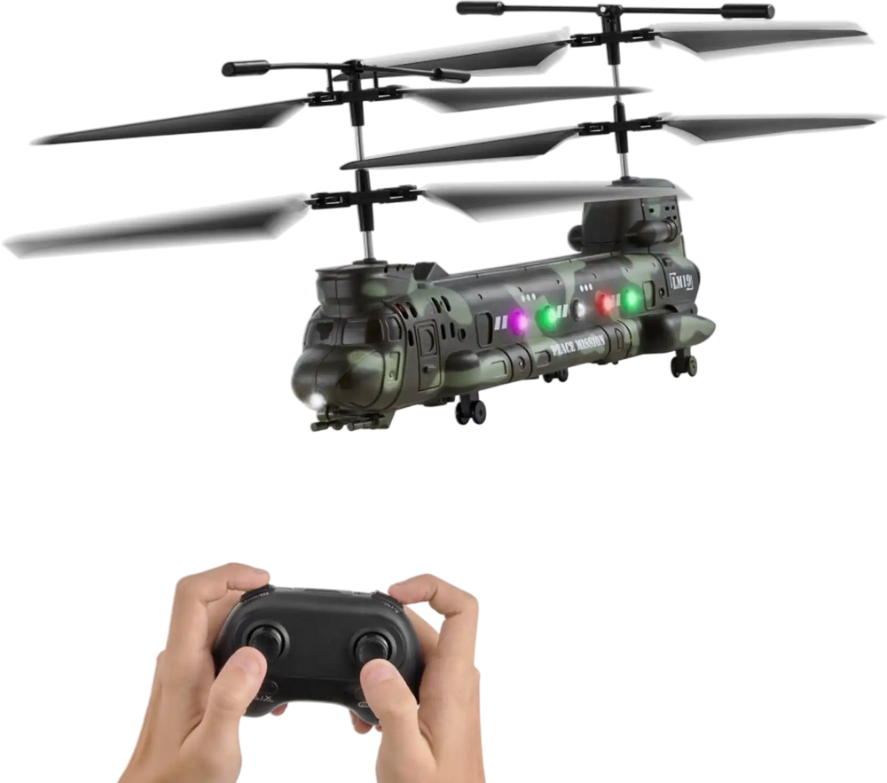 VEVOR RC Helicopter, 2.4GHz Military Remote Control Helicopter, 3.5 Channel RC Airplane for Kid, 20 Mins Flight Time, One-Key Takeoff/Landing & LED Lights, Flying Plane Toys for Kids Ages 8 and up