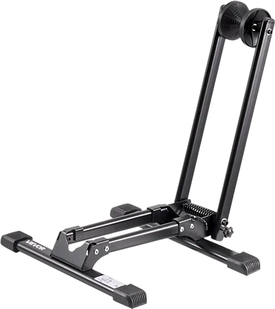 VEVOR Bike Rack, Fits 20 to 29 Inch Mountain & Road Bikes, Alloy Steel Rust-Resistant Bike Floor Stand Rack, Foldable Bicycle Stand for Entryway, Garage, Home Bikes Parking & Storage, 1 Pack, Black