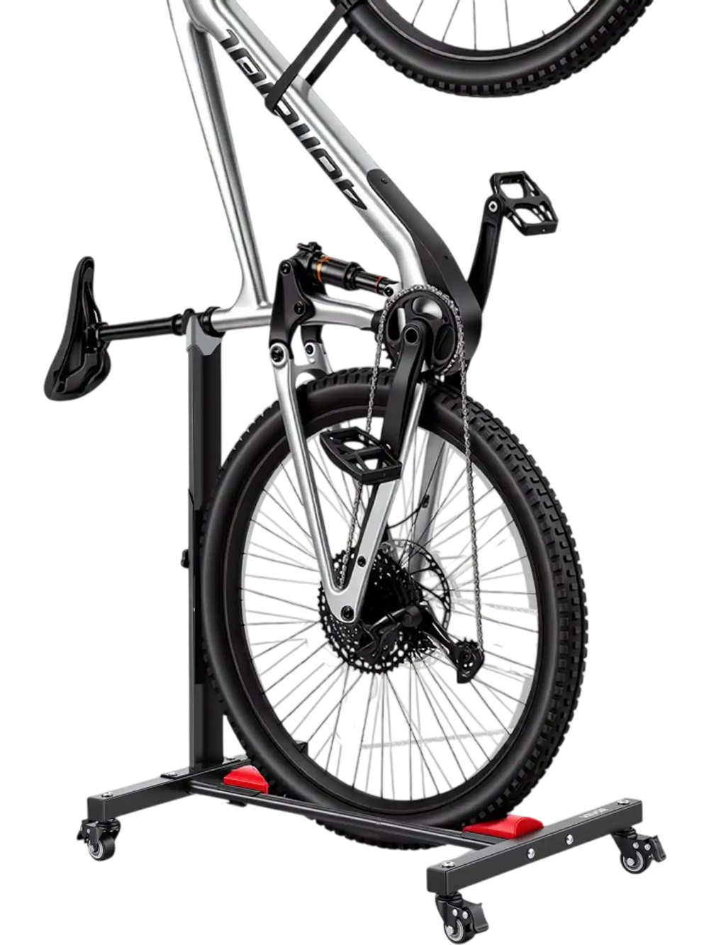 VEVOR Bike Stand, Freestanding Vertical & Horizontal Bike Storage Rack, with Lockable Casters, Height Adjustable Carbon Steel Upright Garage Bicycle Floor Stand, for 20-29 in Wheel Diameters, Black