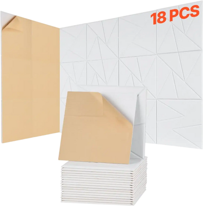 VEVOR 18 Pack Acoustic Panels with Self Adhesive, 11.8 x 11.8 x 0.4 inch Sound Proof Foam Panels, Polyester Fiber Soundproof Wall Panels High Density, for Home, Studio, Office, Theater, White