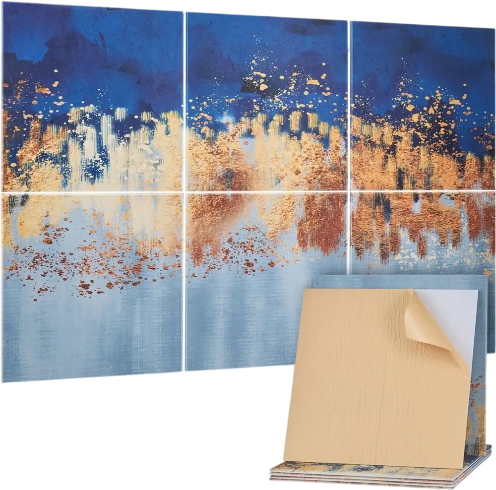 VEVOR 6 Pack Art Acoustic Panels, 70.87 x 47.24 x 0.4 inch Soundproof Wall Tiles, Self Adhesive Decorative Sound Dampening Absorbing Boards for Home, Office, Studio, Gaming Room,Theater, Pastel