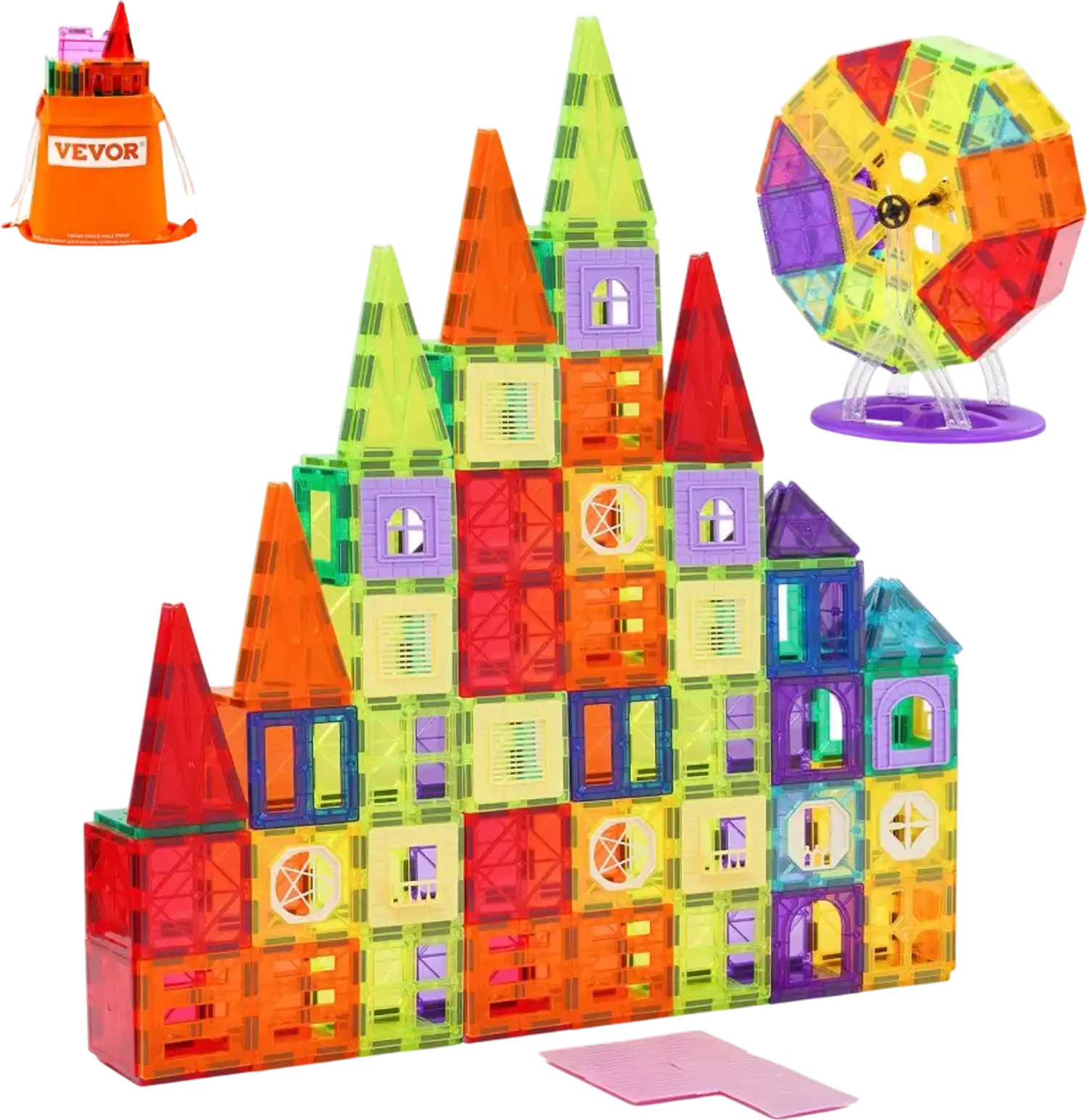 Vevor Magnetic Tiles 180-Piece Kids Building Blocks Set New