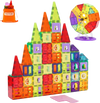 VEVOR Magnetic Tiles, 180 PCS Magnetic Building Blocks for Kids, Magnet Building Set with 2 Car Bases & Ferris Wheel Stand, STEM Educational Construction Stacking Toys for Toddlers Boys Girls Aged 5+