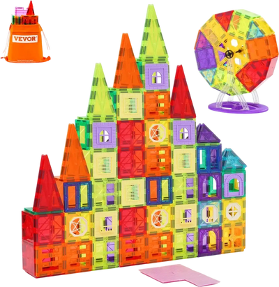 Vevor Magnetic Tiles 180-Piece Kids Building Blocks Set New