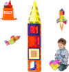 VEVOR Magnetic Tiles, 55 PCS Magnetic Building Blocks for Kids, Magnet Building Set with Car Base & 16 Digital Cards, STEM Educational Construction Stacking Toys Gift for Toddlers Boys Girls Aged 4+