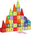 VEVOR Magnetic Tiles, 121 PCS Magnetic Building Blocks for Kids, Magnet Building Set with 2 Car Bases & 26 Digital Cards, STEM Educational Construction Stacking Toys for Toddlers Boys Girls Aged 5+